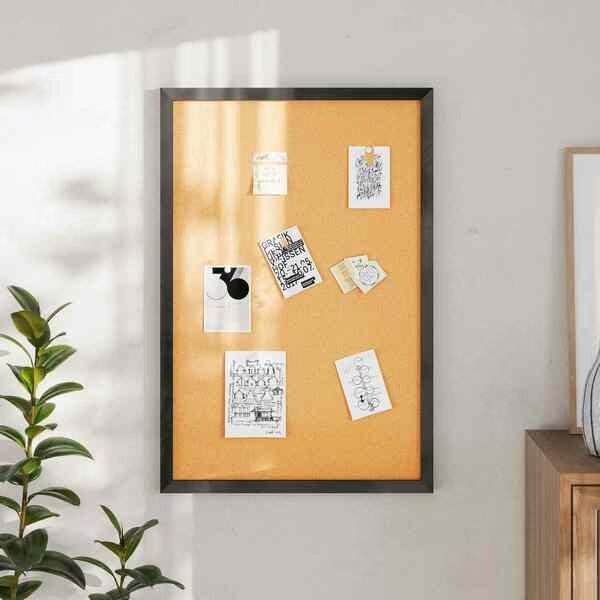 Camden Rustic 24in. x 36in. Wall Mount Cork Board w/Wooden Push Pins, Black, Flash Furniture, Mfr#: HGWA-CK-24X36-BLK-GG